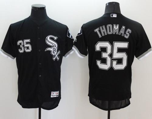 White Sox #35 Frank Thomas Black Flexbase Authentic Collection Stitched MLB Jersey - Click Image to Close